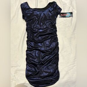 NWT By Debra girls shimmery blue black bodycon dress